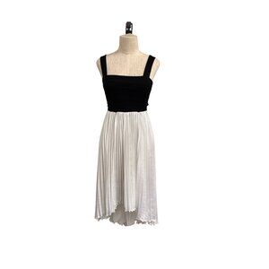 Jennifer Lopez Black White Sleeveless High Low Dress Pleated Skirt Small